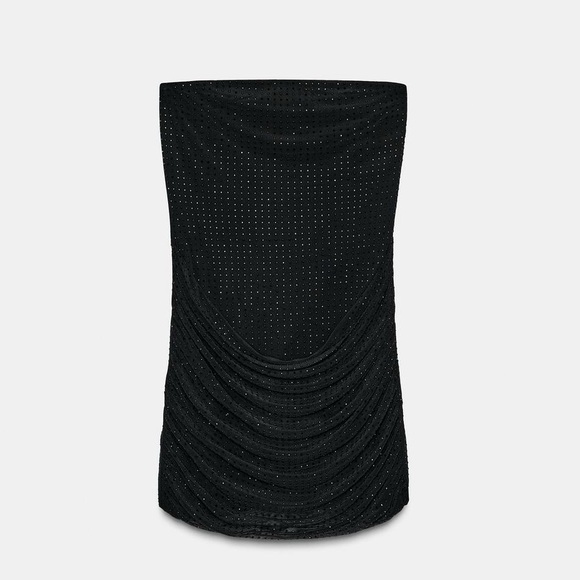 ZARA NWT SPARKLY STRAPLESS DRESS SIZE S BLACK | 5063/853 romantic party elegant - Picture 4 of 12